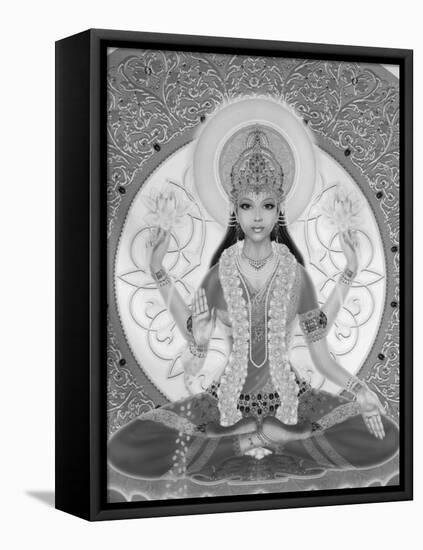 Picture of Lakshmi, Goddess of Wealth and Consort of Lord Vishnu, Sitting Holding Lotus Flowers, Ha-Godong-Framed Stretched Canvas