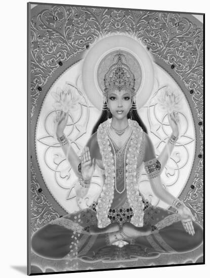 Picture of Lakshmi, Goddess of Wealth and Consort of Lord Vishnu, Sitting Holding Lotus Flowers, Ha-Godong-Mounted Photographic Print