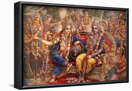 Picture of Radha and Krishna displayed in an ISKCON temple, Sarcelles, Seine St. Denis, France-Godong-Framed Photographic Print