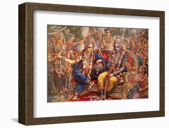 Picture of Radha and Krishna displayed in an ISKCON temple, Sarcelles, Seine St. Denis, France-Godong-Framed Photographic Print
