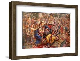 Picture of Radha and Krishna displayed in an ISKCON temple, Sarcelles, Seine St. Denis, France-Godong-Framed Photographic Print