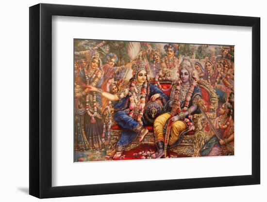 Picture of Radha and Krishna displayed in an ISKCON temple, Sarcelles, Seine St. Denis, France-Godong-Framed Photographic Print