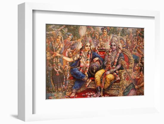 Picture of Radha and Krishna displayed in an ISKCON temple, Sarcelles, Seine St. Denis, France-Godong-Framed Photographic Print