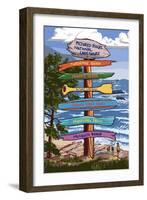 Pictured Rocks National Lakeshore, Michigan - Signpost-Lantern Press-Framed Art Print