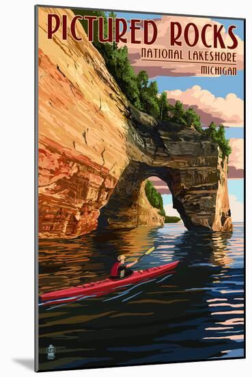 Pictured Rocks National Lakeshore, Michigan-Lantern Press-Mounted Premium Giclee Print