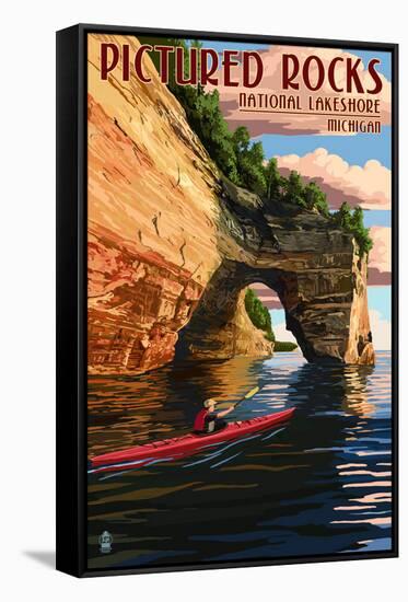 Pictured Rocks National Lakeshore, Michigan-Lantern Press-Framed Stretched Canvas