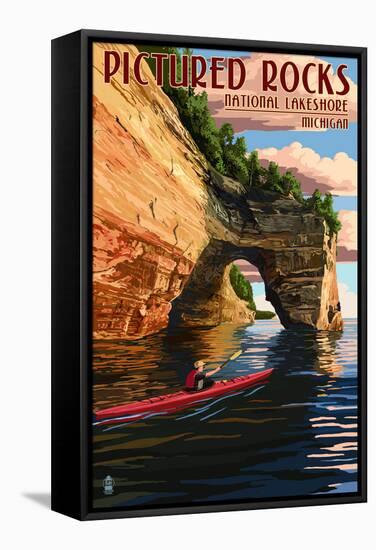 Pictured Rocks National Lakeshore, Michigan-Lantern Press-Framed Stretched Canvas