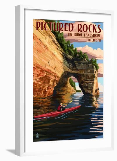 Pictured Rocks National Lakeshore, Michigan-Lantern Press-Framed Art Print