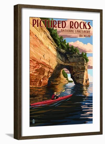 Pictured Rocks National Lakeshore, Michigan-Lantern Press-Framed Art Print