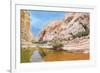 Picturesque Canyon Ein-Avdat in the Negev Desert. Clean Cold Water in the Creek Canyon. Sandstone W-kavram-Framed Photographic Print