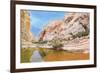 Picturesque Canyon Ein-Avdat in the Negev Desert. Clean Cold Water in the Creek Canyon. Sandstone W-kavram-Framed Photographic Print