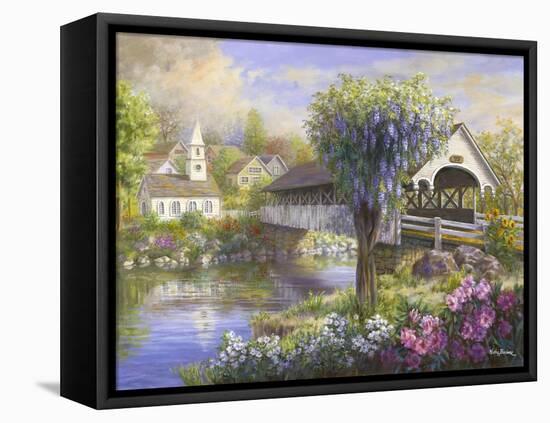 Picturesque Covered Bridge-Nicky Boehme-Framed Stretched Canvas