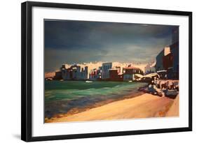 Picturesque Little Venice In Mykonos Greece-Markus Bleichner-Framed Art Print