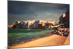 Picturesque Little Venice In Mykonos Greece-Markus Bleichner-Mounted Art Print