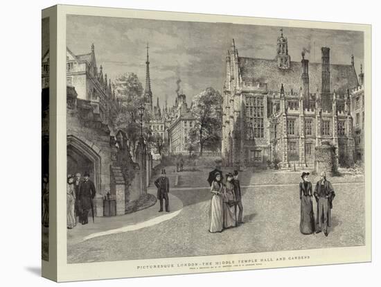 Picturesque London, the Middle Temple Hall and Gardens-Henry William Brewer-Stretched Canvas