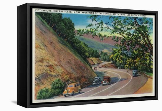 Picturesque Los Gatos Highway near Santa Cruz - Santa Cruz, CA-Lantern Press-Framed Stretched Canvas