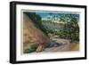 Picturesque Los Gatos Highway near Santa Cruz - Santa Cruz, CA-Lantern Press-Framed Art Print