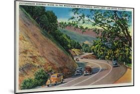 Picturesque Los Gatos Highway near Santa Cruz - Santa Cruz, CA-Lantern Press-Mounted Art Print