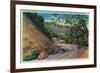 Picturesque Los Gatos Highway near Santa Cruz - Santa Cruz, CA-Lantern Press-Framed Art Print