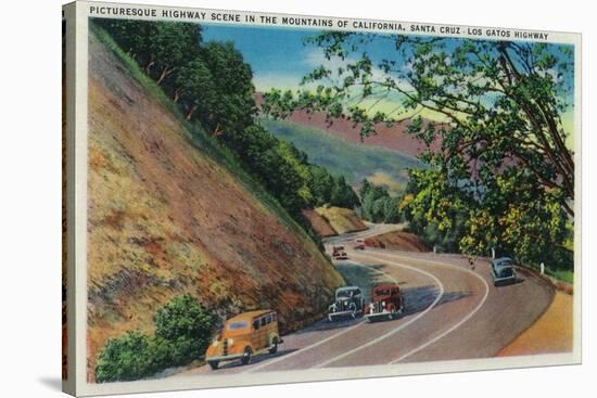 Picturesque Los Gatos Highway near Santa Cruz - Santa Cruz, CA-Lantern Press-Stretched Canvas