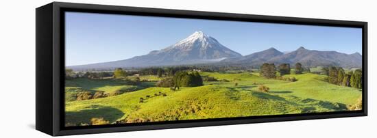 Picturesque Mount Taranaki (Egmont) and Rural Landscape, Taranaki, North Island, New Zealand-Doug Pearson-Framed Stretched Canvas