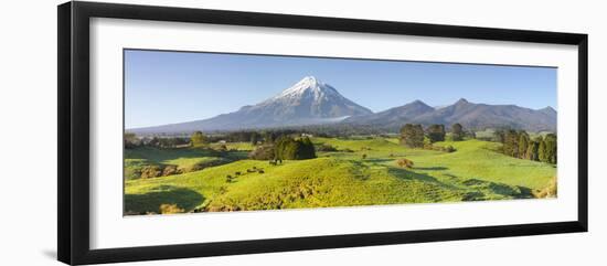 Picturesque Mount Taranaki (Egmont) and Rural Landscape, Taranaki, North Island, New Zealand-Doug Pearson-Framed Photographic Print