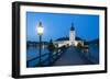 Picturesque Schloss Ort Illuminated at Dusk, Lake Traunsee, Gmunden-Doug Pearson-Framed Photographic Print