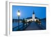 Picturesque Schloss Ort Illuminated at Dusk, Lake Traunsee, Gmunden-Doug Pearson-Framed Photographic Print