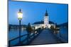 Picturesque Schloss Ort Illuminated at Dusk, Lake Traunsee, Gmunden-Doug Pearson-Mounted Photographic Print