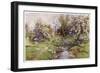 Picturesque Stream in the English Countryside with Geese-G.f. Nicholls-Framed Art Print