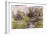 Picturesque Stream in the English Countryside with Geese-G.f. Nicholls-Framed Art Print