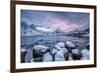 Picturesque Sunrise in the Bay of Reine with the Typical Norwegian Rorbu, Lofoten Islands, Norway-Roberto Moiola-Framed Photographic Print