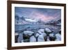 Picturesque Sunrise in the Bay of Reine with the Typical Norwegian Rorbu, Lofoten Islands, Norway-Roberto Moiola-Framed Photographic Print