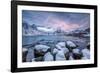 Picturesque Sunrise in the Bay of Reine with the Typical Norwegian Rorbu, Lofoten Islands, Norway-Roberto Moiola-Framed Photographic Print