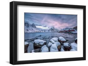 Picturesque Sunrise in the Bay of Reine with the Typical Norwegian Rorbu, Lofoten Islands, Norway-Roberto Moiola-Framed Photographic Print