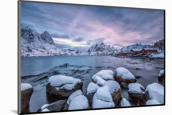 Picturesque Sunrise in the Bay of Reine with the Typical Norwegian Rorbu, Lofoten Islands, Norway-Roberto Moiola-Mounted Photographic Print