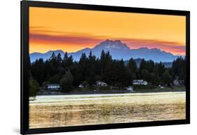 Picturesque sunset view over the Olympic Peninsula mountains, Bremerton, Kitsap Peninsula, Washingt-Stefano Politi Markovina-Framed Photographic Print