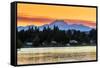 Picturesque sunset view over the Olympic Peninsula mountains, Bremerton, Kitsap Peninsula, Washingt-Stefano Politi Markovina-Framed Stretched Canvas