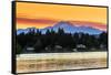 Picturesque sunset view over the Olympic Peninsula mountains, Bremerton, Kitsap Peninsula, Washingt-Stefano Politi Markovina-Framed Stretched Canvas