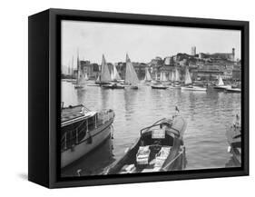 Picturesque View of Cannes Harbour-null-Framed Stretched Canvas