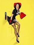 "Going Up" Retro Pin-Up Girl with Dress Caught in Elevator by Gil Elvgren-Piddix-Art Print