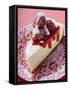 Piece of Cheesecake with Raspberries and Cream-null-Framed Stretched Canvas