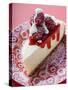 Piece of Cheesecake with Raspberries and Cream-null-Stretched Canvas