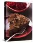 Piece of Chocolate Cake with Chocolate Curls, Red Roses-null-Stretched Canvas