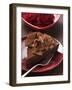 Piece of Chocolate Cake with Chocolate Curls, Red Roses-null-Framed Photographic Print