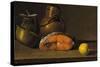 Piece of Salmon, a Lemon and Three Vessels, 1772-Luis Egidio Meléndez-Stretched Canvas