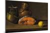 Piece of Salmon, a Lemon and Three Vessels, 1772-Luis Egidio Meléndez-Mounted Giclee Print