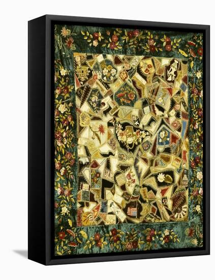 Pieced and Embroidered Silk and Velvet Crazy Quilt, American, Late 19th Century-null-Framed Stretched Canvas