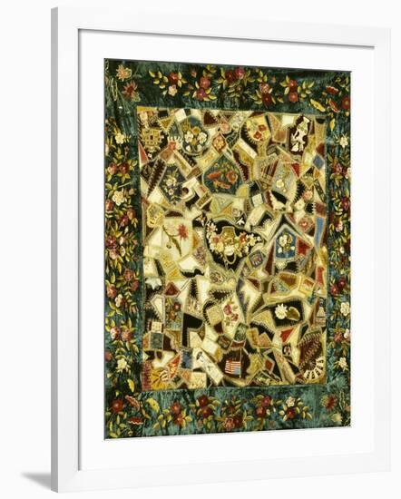 Pieced and Embroidered Silk and Velvet Crazy Quilt, American, Late 19th Century-null-Framed Giclee Print