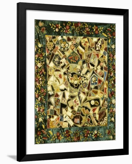 Pieced and Embroidered Silk and Velvet Crazy Quilt, American, Late 19th Century-null-Framed Giclee Print